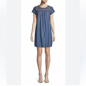 Driftwood Ella Embroidered Chambray Dress XS